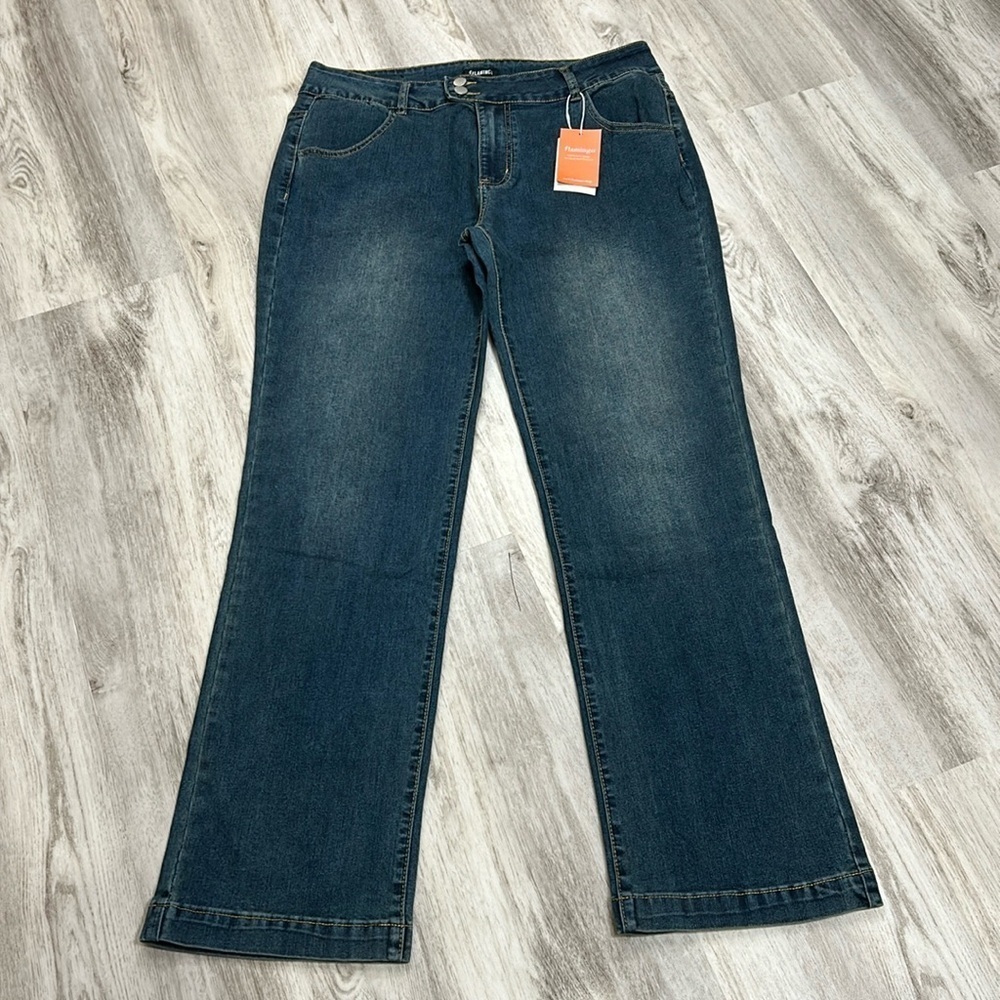 Flamingo Stretch Denim Dark Antique Wash Relaxed Fit Straight Leg Trouser Jeans